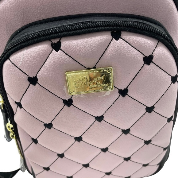 Luv Betsey by Betsey Johnson Mini Backpack Pink Quilted Heart Striped Polka Dot main image 8